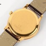 Super Clone Omega De Ville 424.53.40.20.02.002 in Goldoptik mit Lederband 39,5 mm