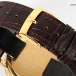 Super Clone Omega De Ville 424.53.40.20.02.002 in Goldoptik mit Lederband 39,5 mm