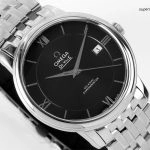 Premium Replica Uhr Omega De Ville 424.10.40.20.01.001 schwarzes Zifferblatt mit Edelstahlband 39,5 mm