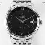 Premium Replica Uhr Omega De Ville 424.10.40.20.01.001 schwarzes Zifferblatt mit Edelstahlband 39,5 mm
