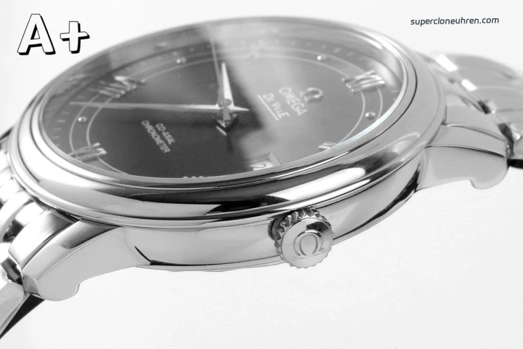 Premium Replica Uhr Omega De Ville Prestige 424.10.40.20.06.001 mit grauem Zifferblatt und Edelstahlband 39,5 mm