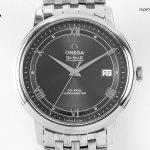 Premium Replica Uhr Omega De Ville Prestige 424.10.40.20.06.001 mit grauem Zifferblatt und Edelstahlband 39,5 mm