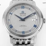 Premium Replica Uhr Omega De Ville Prestige 424.10.40.20.06.002 mit blauen Zeigern und Edelstahlband 39,5 mm