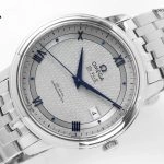 Premium Replica Uhr Omega De Ville Prestige 424.10.40.20.06.002 mit blauen Zeigern und Edelstahlband 39,5 mm