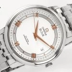 Premium Replica Uhr Omega De Ville 424.10.40.20.02.002 silbernes Zifferblatt mit goldenen Zeigern 39,5 mm