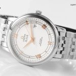 Premium Replica Uhr Omega De Ville 424.10.40.20.02.002 silbernes Zifferblatt mit goldenen Zeigern 39,5 mm
