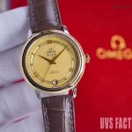 Premium Replica Uhr Omega De Ville 424.23.33.20.58.001 Bicolor mit Lederband 32,7 mm