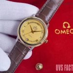 Premium Replica Uhr Omega De Ville 424.23.33.20.58.001 Bicolor mit Lederband 32,7 mm