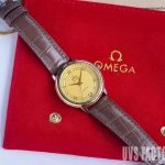 Premium Replica Uhr Omega De Ville 424.23.33.20.58.001 Bicolor mit Lederband 32,7 mm