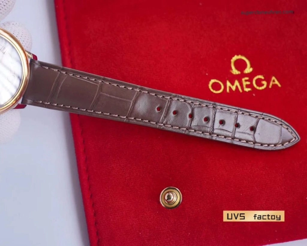 Premium Replica Uhr Omega De Ville 424.23.33.20.58.001 Bicolor mit Lederband 32,7 mm