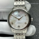 Premium Replica Uhr Omega De Ville 434.10.34.20.05.001 Perlmutt-Zifferblatt mit goldfarbenen Zeigern 34 mm