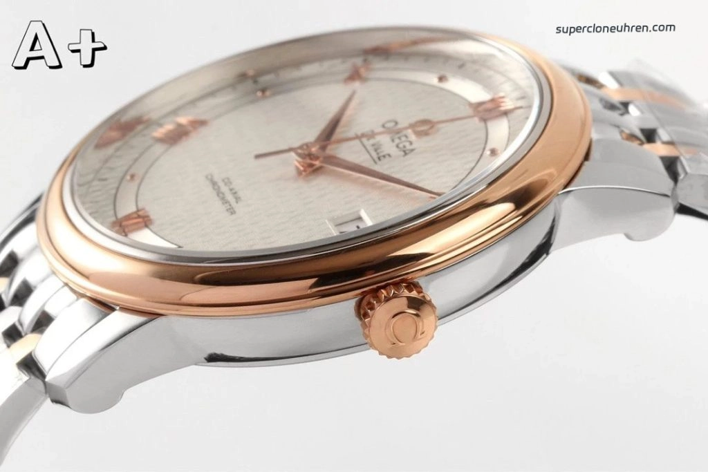 Premium Replica Uhr Omega De Ville 424.20.40.20.02.002 Bicolor Waben-Zifferblatt 39,5 mm