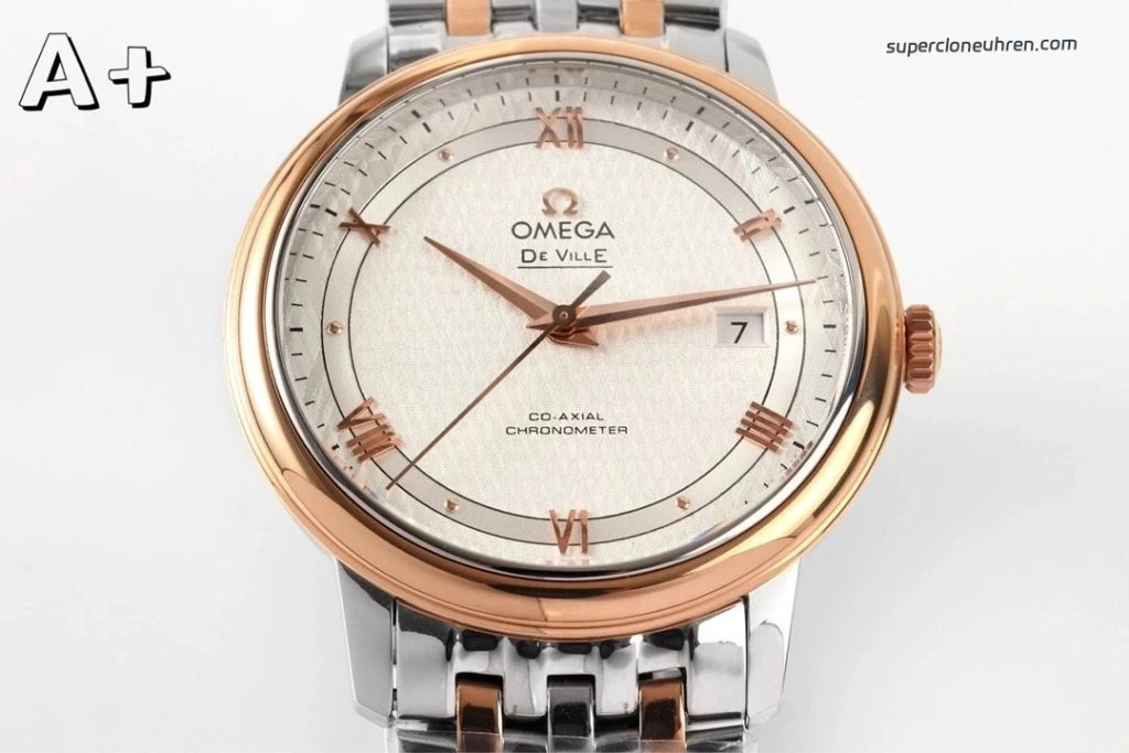 Premium Replica Uhr Omega De Ville 424.20.40.20.02.002 Bicolor Waben-Zifferblatt 39,5 mm