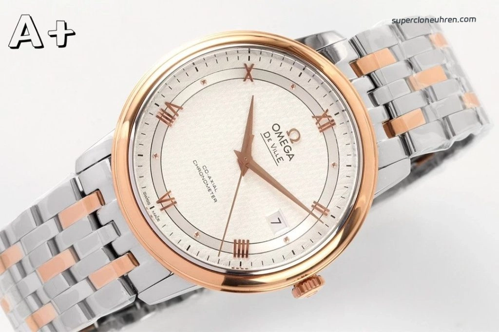Premium Replica Uhr Omega De Ville 424.20.40.20.02.002 Bicolor Waben-Zifferblatt 39,5 mm