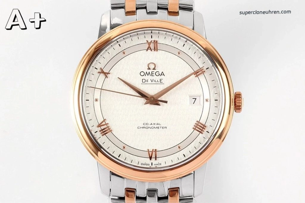 Premium Replica Uhr Omega De Ville 424.20.40.20.02.002 Bicolor Waben-Zifferblatt 39,5 mm