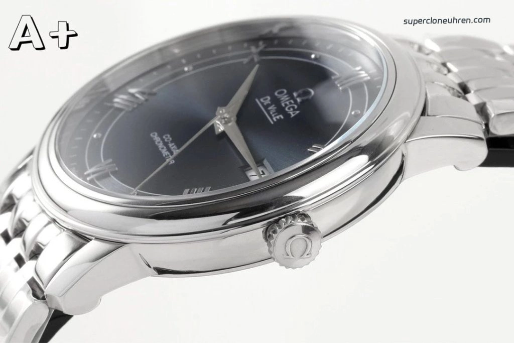 Premium Replica Uhr Omega De Ville 424.10.40.20.03.002 blaues Zifferblatt Edelstahlband 39,5 mm