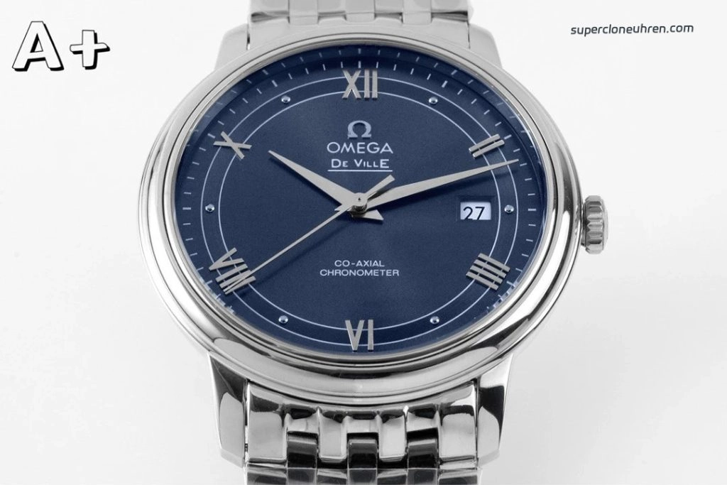 Premium Replica Uhr Omega De Ville 424.10.40.20.03.002 blaues Zifferblatt Edelstahlband 39,5 mm