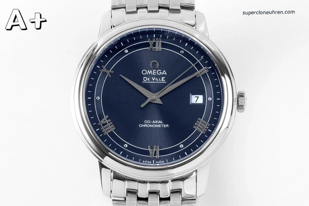 Premium Replica Uhr Omega De Ville 424.10.40.20.03.002 blaues Zifferblatt Edelstahlband 39,5 mm
