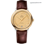 Premium Replica Uhr Omega De Ville 424.23.33.20.58.001 Bicolor mit Lederband 32,7 mm