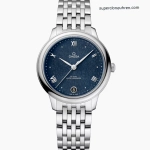 Premium Replica Uhr Omega De Ville Prestige 434.10.34.20.03.002 blaues Zifferblatt Edelstahlband 34mm