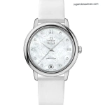 Premium Replica Uhr Omega De Ville 424.12.33.20.55.001 mit weißem Lederband 32,7 mm