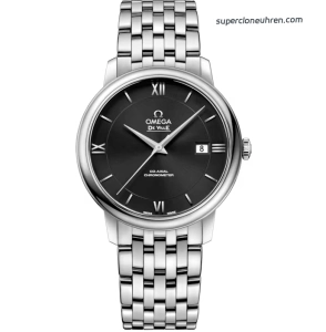 Premium Replica Uhr Omega De Ville 424.10.40.20.01.001 schwarzes Zifferblatt mit Edelstahlband 39,5 mm