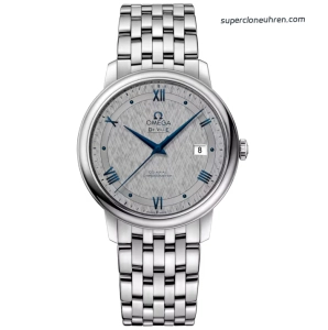 Premium Replica Uhr Omega De Ville Prestige 424.10.40.20.06.002 mit blauen Zeigern und Edelstahlband 39,5 mm