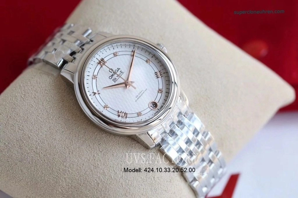Premium Replica Uhr Omega De Ville 424.10.33.20.52.001 mit Goldzeigern und Stahlband 32,7 mm