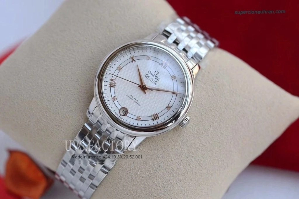 Premium Replica Uhr Omega De Ville 424.10.33.20.52.001 mit Goldzeigern und Stahlband 32,7 mm