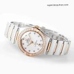 Premium Replica Uhr Omega Constellation 131.25.29.20.52.001 Roségold mit Diamantbesatz 29 mm