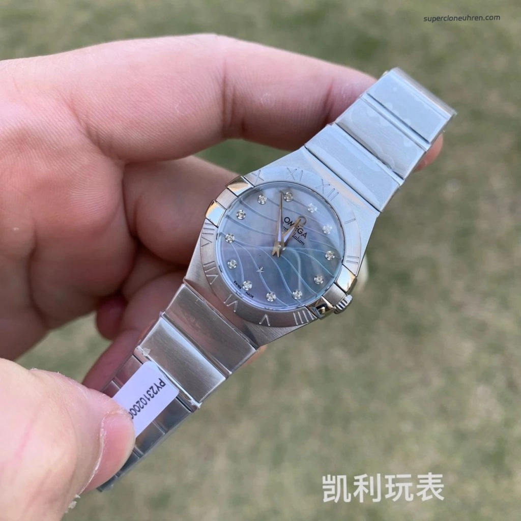 Premium Replica Uhr Omega Constellation 123.10.27.60.57.001 Perlmuttzifferblatt mit Diamantindizes 27mm