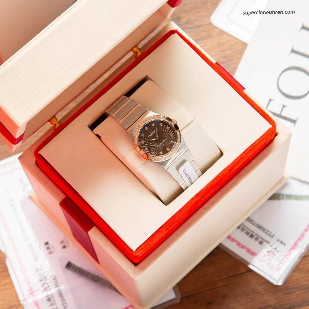 Premium Replica Uhr Omega Constellation 123.25.27.60.63.002 Bicolor mit Diamantbesatz 27mm