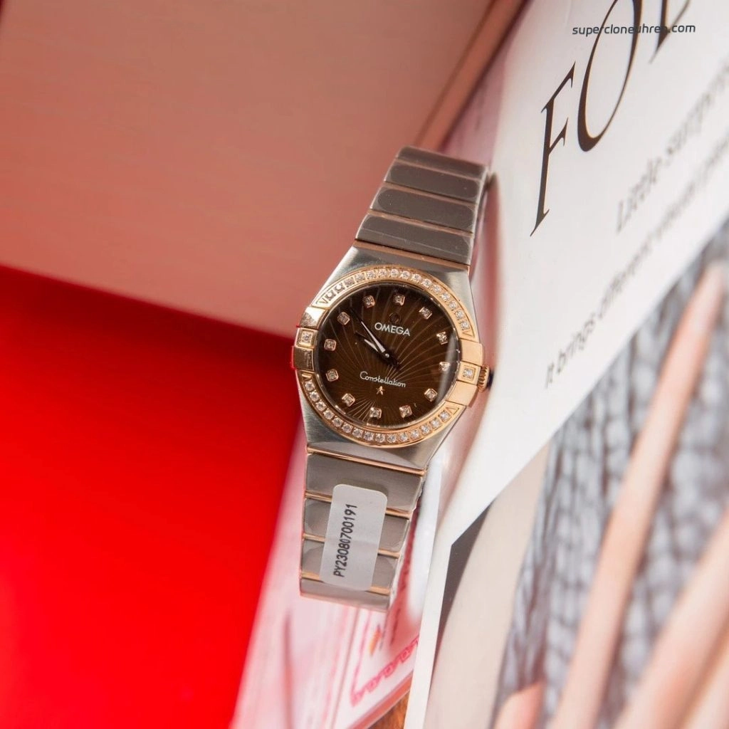 Premium Replica Uhr Omega Constellation 123.25.27.60.63.002 Bicolor mit Diamantbesatz 27mm
