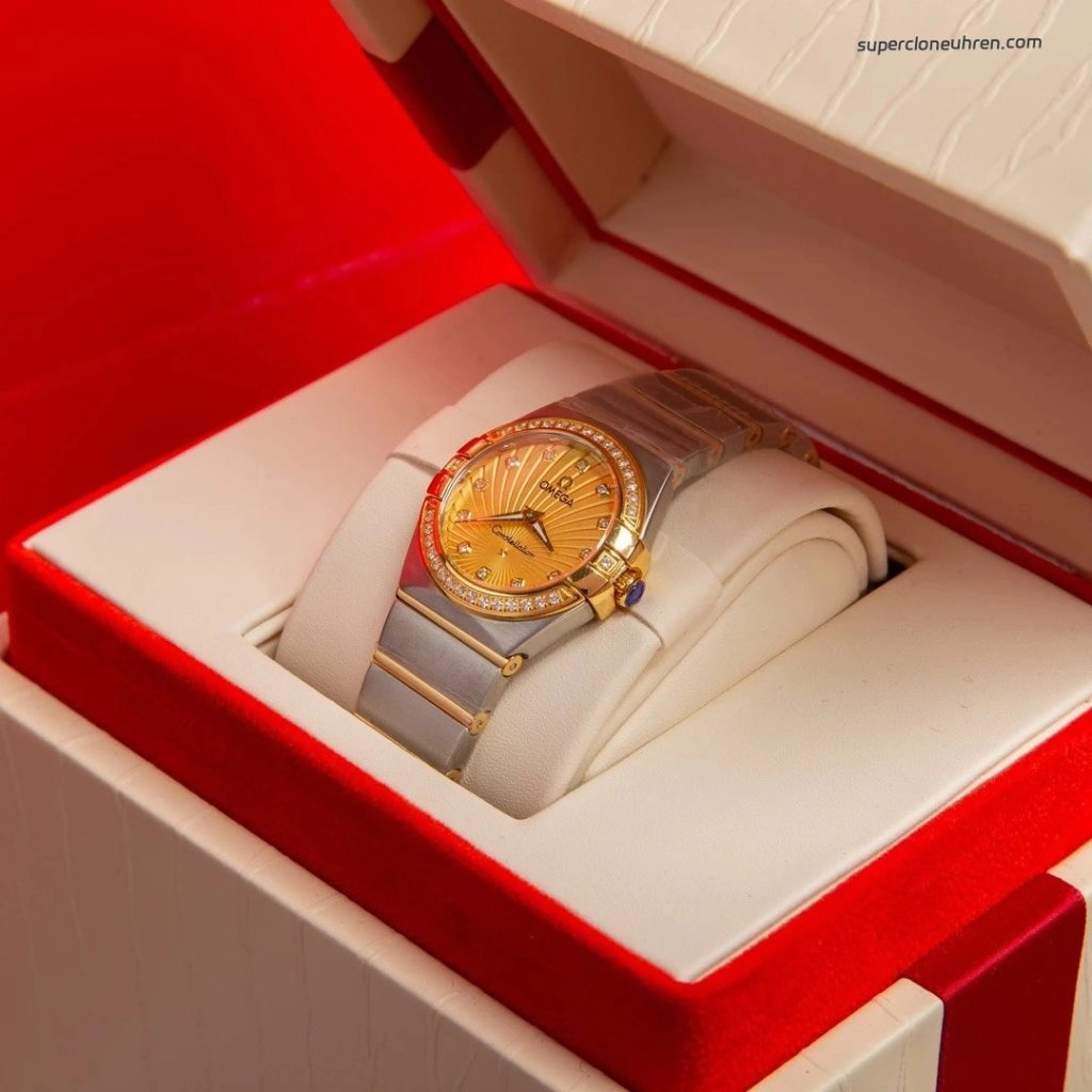 Premium Replica Uhr Omega Constellation 123.25.27.60.58.001 Bicolor mit Diamantbesatz 27mm