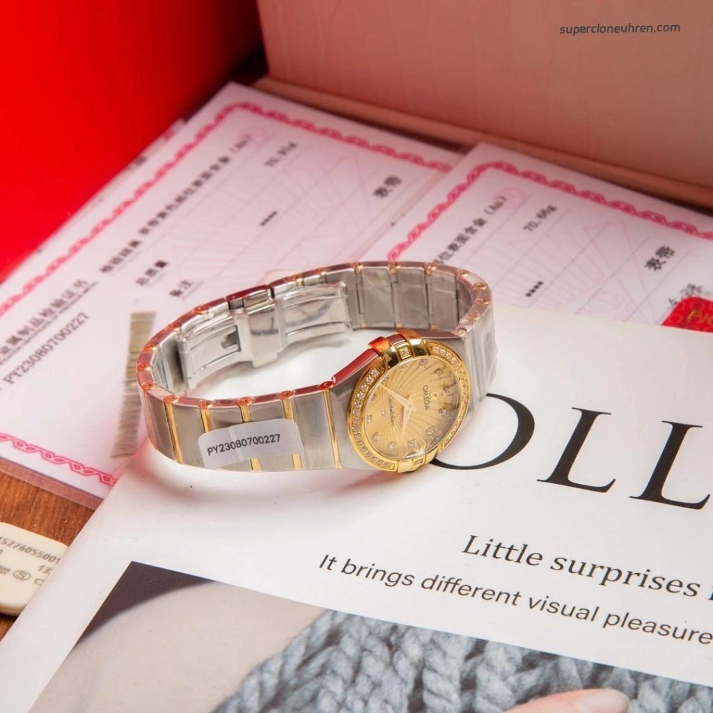 Premium Replica Uhr Omega Constellation 123.25.27.60.58.001 Bicolor mit Diamantbesatz 27mm