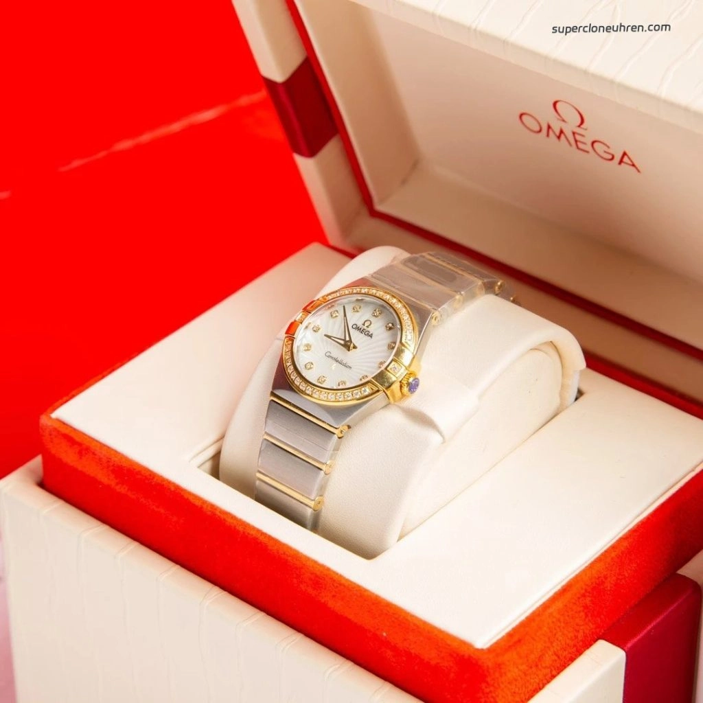 Premium Replica Uhr Omega Constellation 123.25.27.60.55.004 mit Gelbgold und Diamantbesatz 27 mm