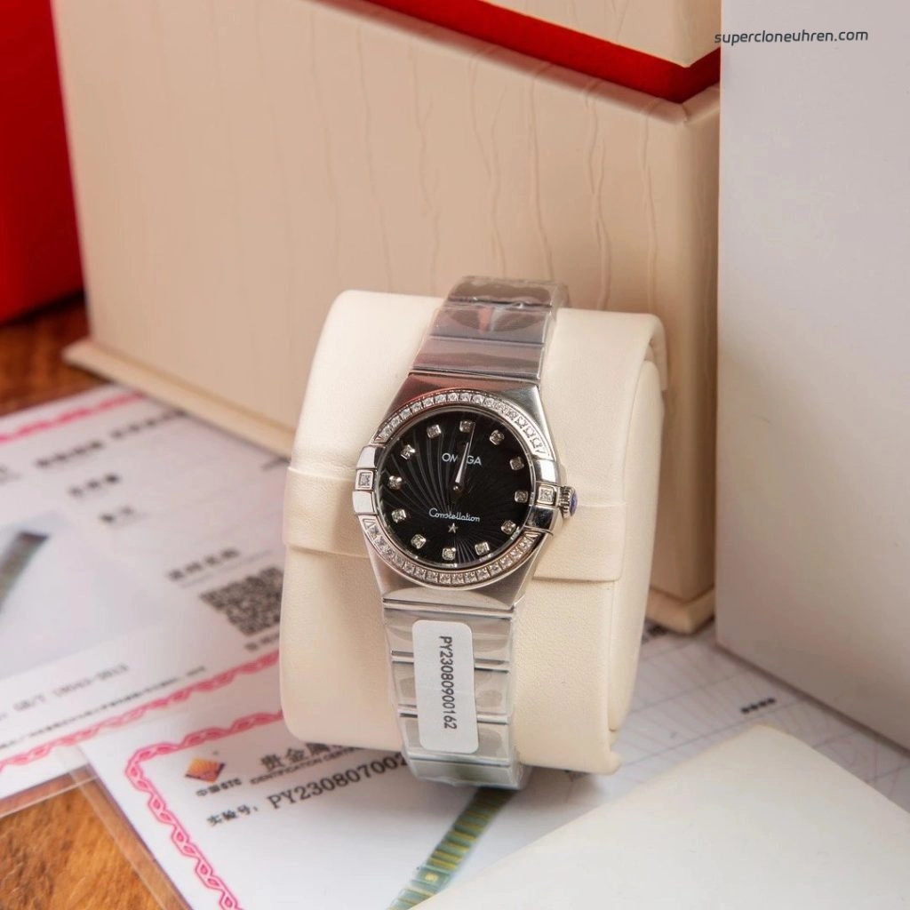Premium Replica Uhr Omega Constellation 123.15.27.60.51.001 Edelstahl mit Diamantbesatz 27mm