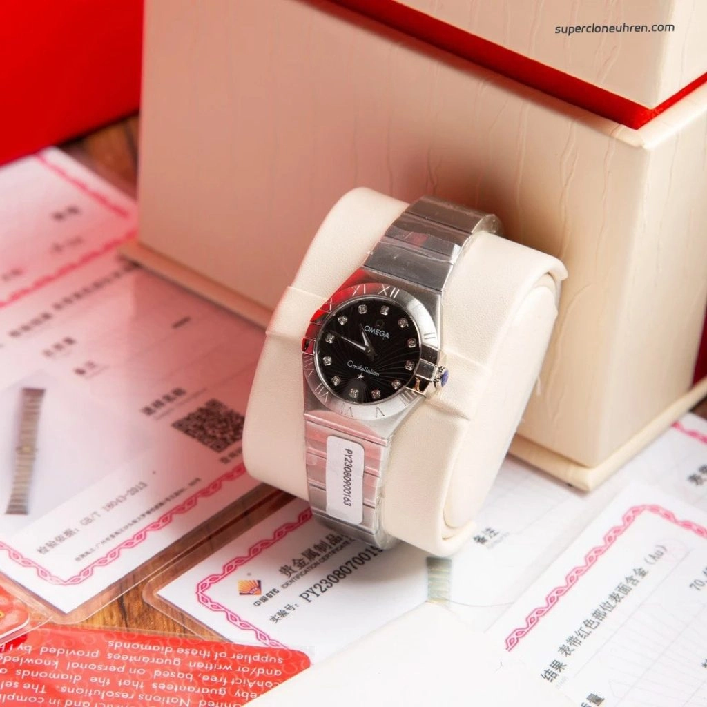 Premium Replica Uhr Omega Constellation 123.10.27.60.51.002 Edelstahl mit Diamantbesatz 27mm