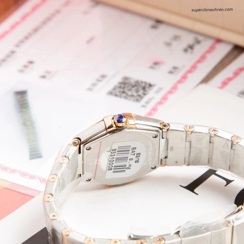 Premium Replica Uhr Omega Constellation 123.20.27.60.63.001 mit Diamanten und Bicolor-Look 27mm