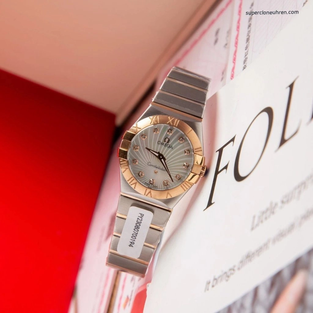 Premium Replica Uhr Omega Constellation 123.25.27.60.55.008 Bicolor mit Diamantbesatz 27mm