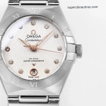Premium Replica Uhr Omega Constellation 131.10.29.20.52.001 Perlmuttzifferblatt Stahlband 29mm