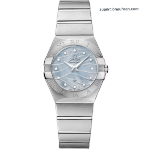 Premium Replica Uhr Omega Constellation 123.10.27.60.57.001 Perlmuttzifferblatt mit Diamantindizes 27mm