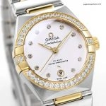 Premium Replica Uhr Omega Constellation 131.25.29.20.52.002 Stahl-Gelbgold mit Diamantbesatz 29mm