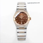 Premium Replica Uhr Omega Constellation 131.25.29.20.63.001 in Roségold mit Diamanten 29mm