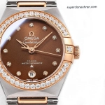 Premium Replica Uhr Omega Constellation 131.25.29.20.63.001 in Roségold mit Diamanten 29mm