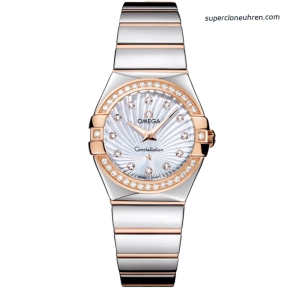Premium Replica Uhr Omega Constellation 123.25.27.60.55.006 Roségold mit Diamantbesatz 27 mm