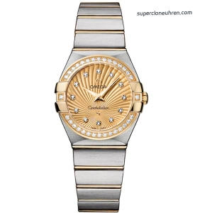 Premium Replica Uhr Omega Constellation 123.25.27.60.58.001 Bicolor mit Diamantbesatz 27mm