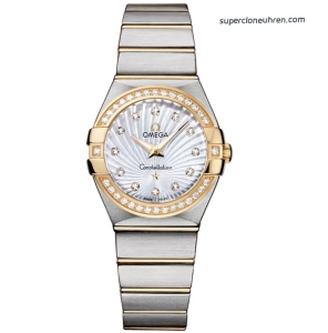 Premium Replica Uhr Omega Constellation 123.25.27.60.55.004 mit Gelbgold und Diamantbesatz 27 mm