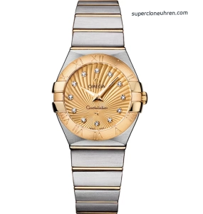 Premium Replica Uhr Omega Constellation 123.20.27.60.58.001 Bicolor mit Diamantbesatz 27mm