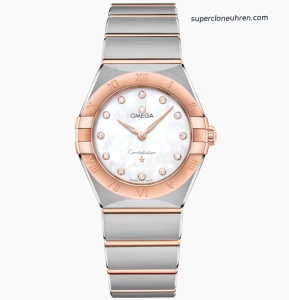 Premium Replica Uhr Omega Constellation 131.20.28.60.55.001 mit Perlmuttzifferblatt in Roségold 28 mm